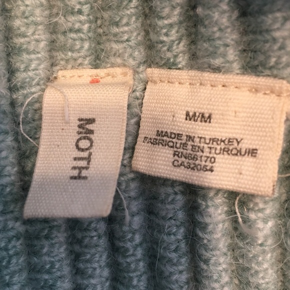 ANTHROPOLOGIE Moth Cropped Winter Weather Mint Sweater - Picture 5 of 5